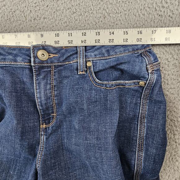 Wrangler Aura Women's Jeans Size 12 Tall Blue Denim Bootcut Stretch Embroidered - Picture 6 of 9